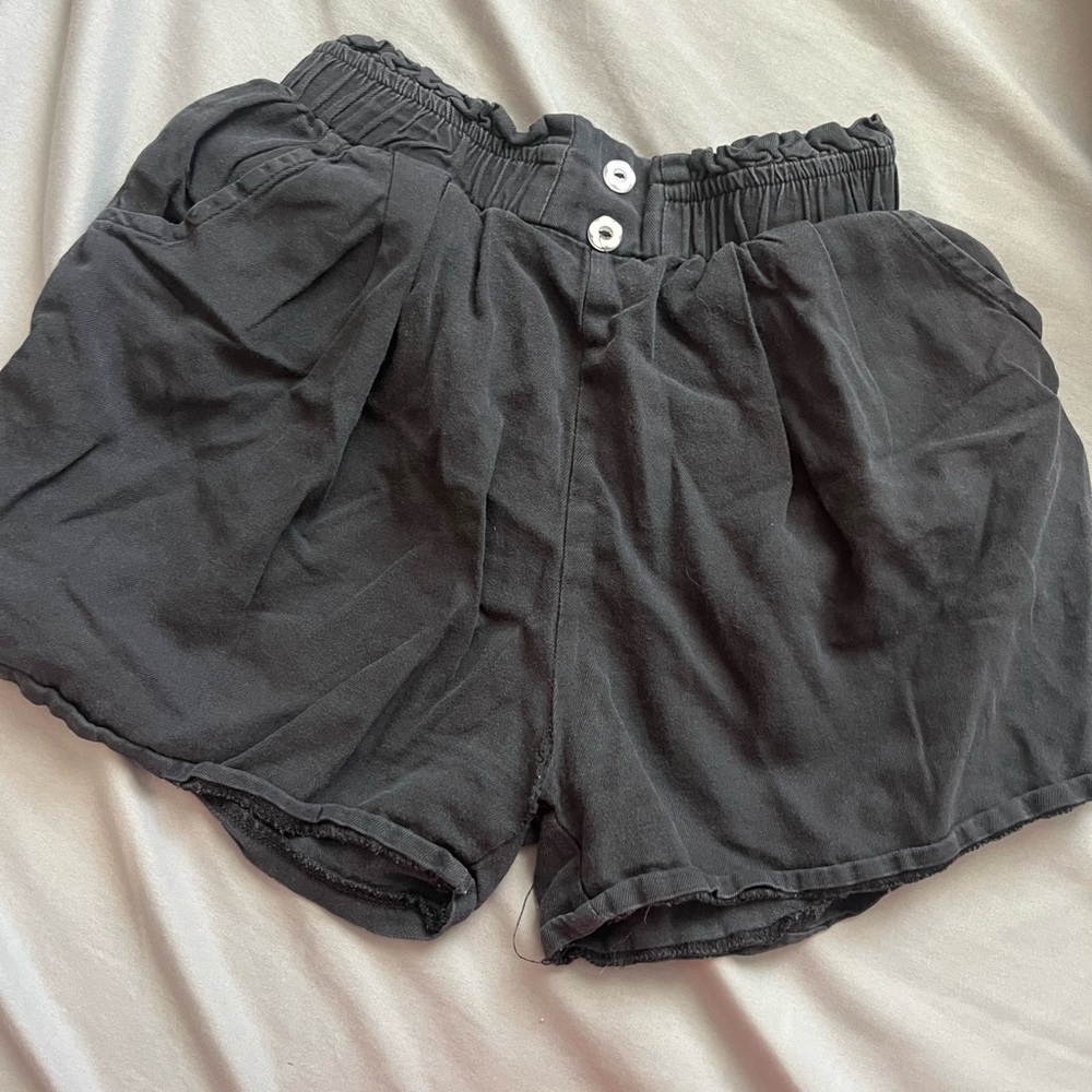 Women's Black Elastic Waist Shorts